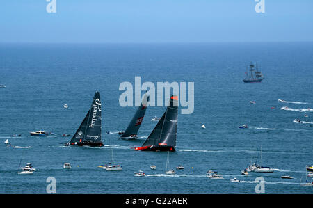 Tre maxi yachts Sydney Hobart yacht race Sydney Harbour Sydney NSW Australia Foto Stock