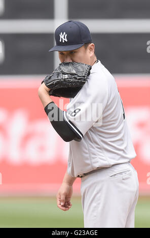 Masahiro Tanaka (Yankees), 21 maggio 2016 - MLB : Brocca Masahiro Tanaka dei New York Yankees durante il Major League Baseball gioco contro Oakland atletica di Oakland Coliseum di Oakland, California, Stati Uniti. (Foto di AFLO) Foto Stock