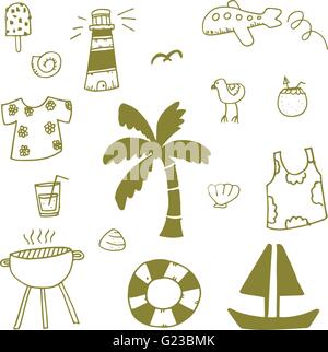 Estate doodle con disegnare a mano Illustrazione Vettoriale