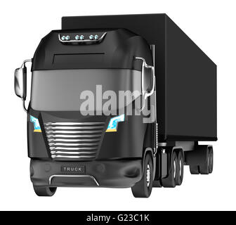 Balck carrello con contenitore isolato su bianco. Il mio proprio design Foto Stock