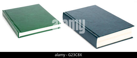 Due libri con copertine vuote isolato su bianco Foto Stock