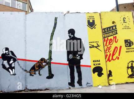 Arte di strada in Hackney Road, Hoxton, East London Foto Stock
