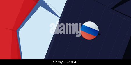 Bandiera della Russia spilla all uomo la tuta di risvolto giacca. Trasparenza utilizzato. EPS10 file. Illustrazione Vettoriale