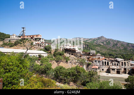 La costruzione di edifici industriali e di macchina abbandonata miniera di Montevecchio in Sardegna, Arbus e Guspini, Italia Foto Stock