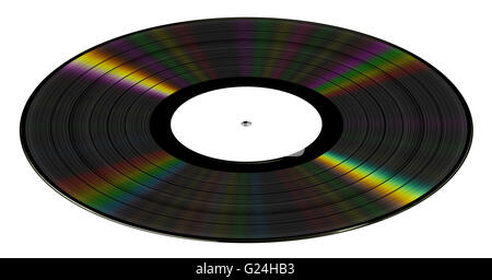 Record di vinile su sfondo bianco. 3D'illustrazione. Foto Stock