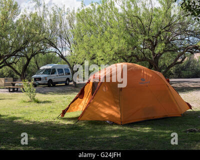 Rio Grande villaggio campeggio, parco nazionale di Big Bend, Texas. Foto Stock