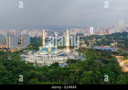 Territorio federale moschea al tramonto, Kuala Lumpur, Malesia Foto Stock