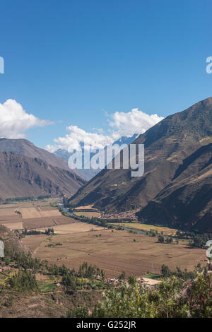 La Valle Sacra, Perù, segue il corso del fiume Urubamba e ha un clima temperato e più importanti città. Foto Stock