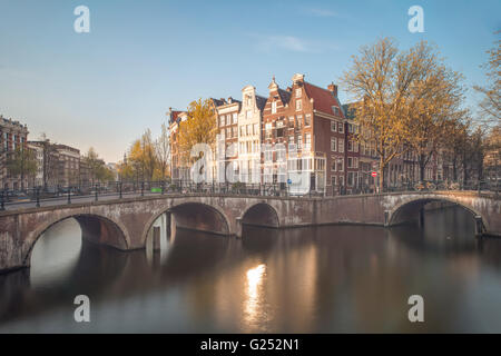 Vista meravigliosa sulle case di Amsterdam, Paesi Bassi Foto Stock
