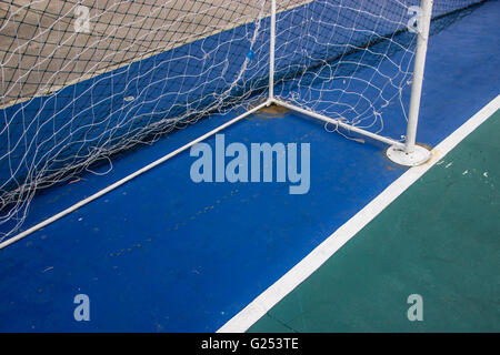 Obiettivo reti Futsal nel campo di calcetto. futsal soccer obiettivo Foto Stock