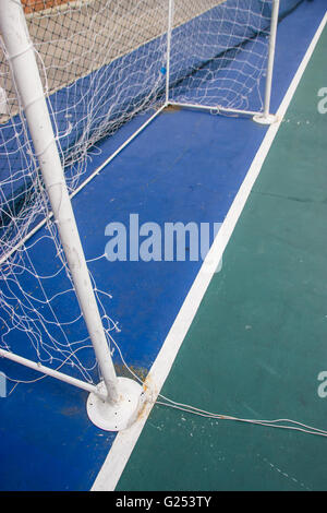 Obiettivo reti Futsal nel campo di calcetto. futsal soccer obiettivo Foto Stock