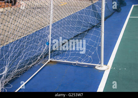 Obiettivo reti Futsal nel campo di calcetto. futsal soccer obiettivo Foto Stock