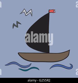 Barca a vela icona. Illustrazione originale Illustrazione Vettoriale