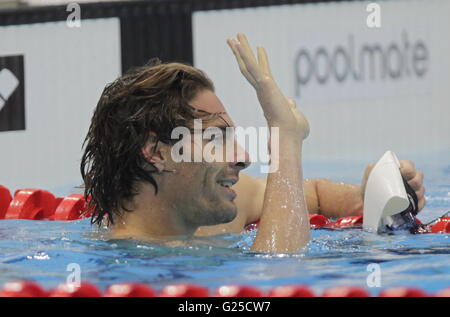 Londra, Inghilterra: Maggio 19, 2016 Camille Lacourt nuotatore francese campione europeo 50 dorso a Londra Foto Stock