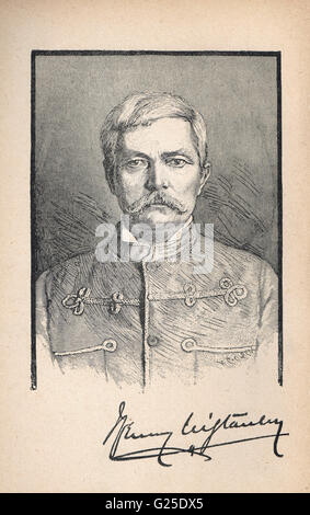 Henry Morton Stanley, Explorer & giornalista 1841-1904 ritratto con firma Foto Stock