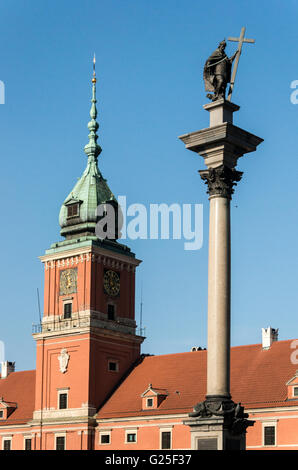 Sigismondo la colonna e il Castello Reale, città vecchia, Varsavia, Polonia Foto Stock