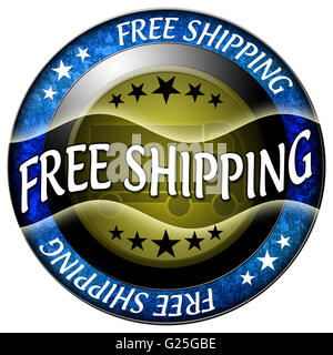 Spedizione gratuita round icona blu isolato Foto Stock