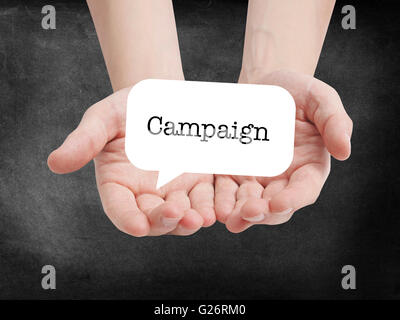 Campagna scritto su un speechbubble Foto Stock