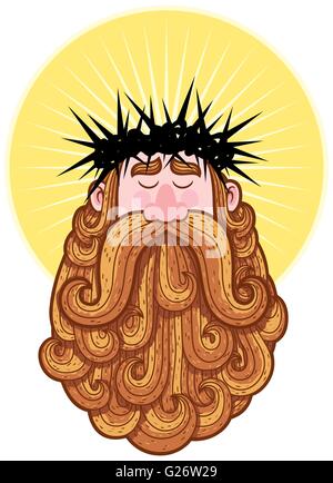 Ritratto di Gesù Cristo che indossa la corona di spine. Illustrazione Vettoriale