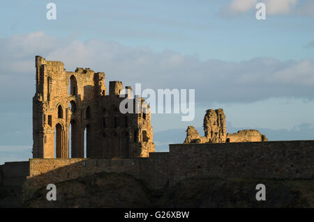 Priorato di Tynemouth e Castello. Foto Stock