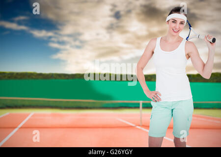 Immagine composita di atleta femminile giocando a tennis Foto Stock