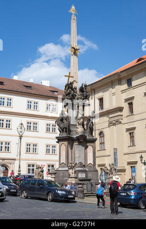 Colonna della Peste di Santa Trinità, Malostranske namesti, Mala Strana di Praga Foto Stock