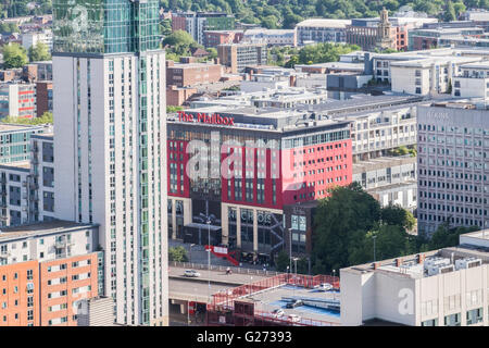 Fotografia aerea del centro cittadino di Birmingham, Inghilterra. La mailbox shopping center. Foto Stock