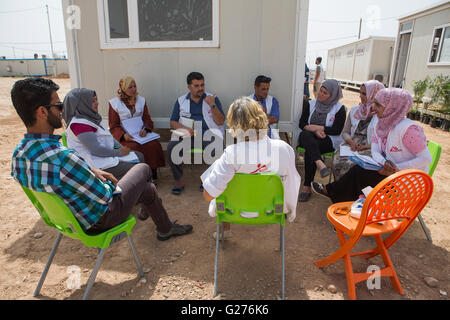 MSF salute mentale attività Alwan in un campo di rifugiati in Iraq settentrionale Foto Stock