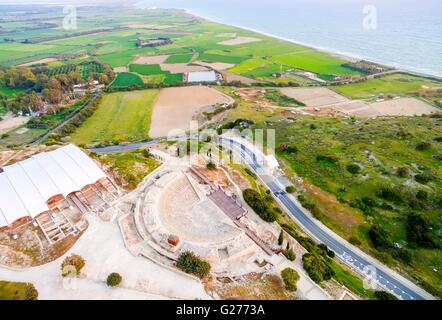 Vista aerea del sito arcaeological della città antica di Kourio che si trova nel distretto di Limassol, Cipro. Una vista Foto Stock