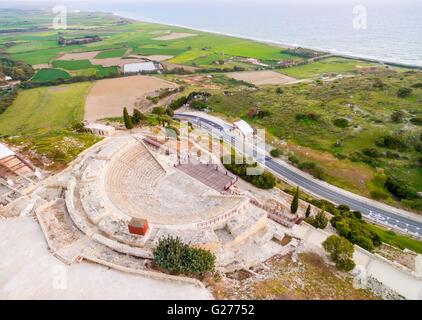 Vista aerea del sito arcaeological della città antica di Kourio che si trova nel distretto di Limassol, Cipro. Una vista Foto Stock
