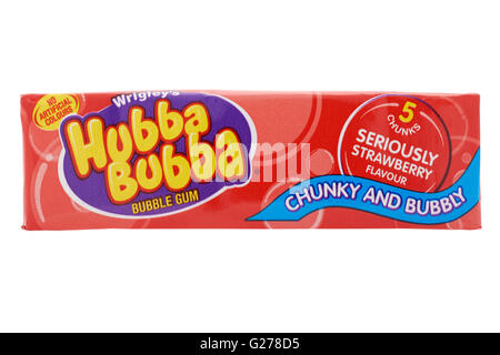 Pacchetto di Hubba Bubba bubble gum su sfondo bianco Foto Stock