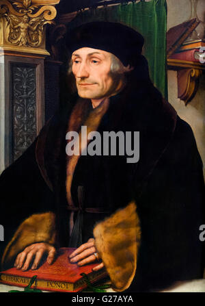 Erasmus. Ritratto di desiderio Roterodamus Erasmus (1466-1536), di Hans Holbein il Giovane, 1523 Foto Stock
