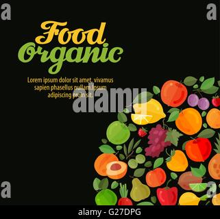 Alimenti biologici. Frutta e verdura illustrazione vettoriale Illustrazione Vettoriale