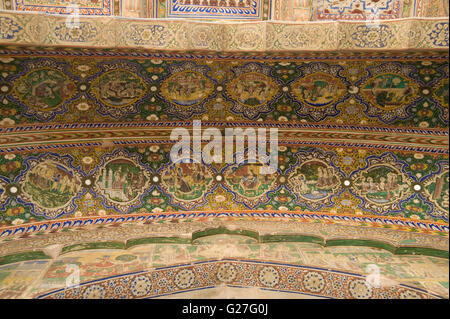 L'immagine della pittura del soffitto in Podar Havelli in shekhwati, Rajasthan, India Foto Stock