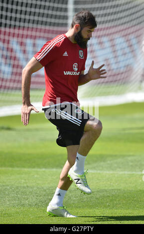 Il Galles Joe Ledley durante una sessione di formazione presso la Vale do Lobo Resort, Algarve. Foto Stock