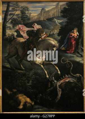 Tintoretto (1518-1594), nato Jacopo Comin e noto anche come Jacopo Robusti. Italiano pittore rinascimentale. Scuola veneziana. Saint George, 1543-1544. Olio su tela. Lo stato Museo Hermitage. San Pietroburgo. La Russia. Foto Stock