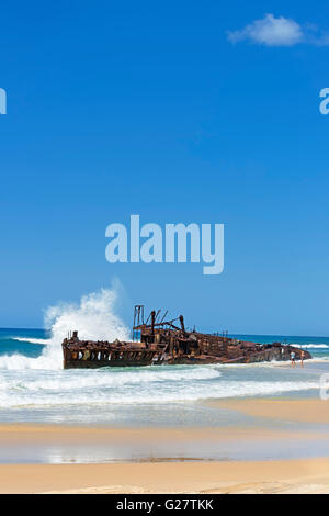 Ss maheno relitto, naufragio sulla spiaggia, l'isola di Fraser, Queensland, Australia Foto Stock