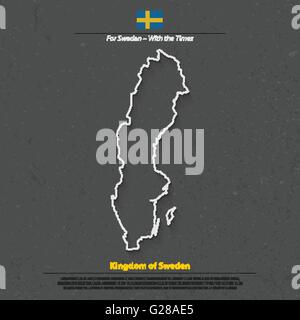 Regno di Svezia mappa isolato e bandiera ufficiale icona. vettore politico svedese mappe 3d'illustrazione. Svedese geografico te banner Illustrazione Vettoriale