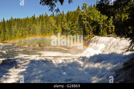 Rainbow mozzafiato catturate al di sopra di Dawson cade nel Grey Park, Canada. Foto Stock