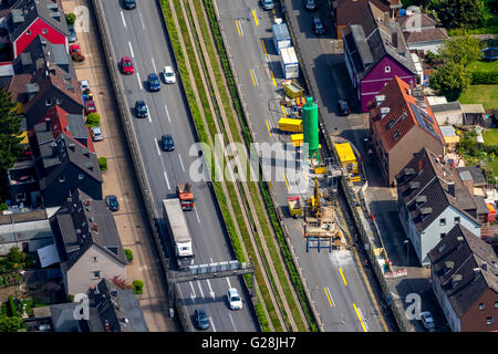 Vista aerea, riempimento del possibile day break, bloccando la A40 in direzione di Bochum e bloccando la A52 prima della A40, Essen, Foto Stock