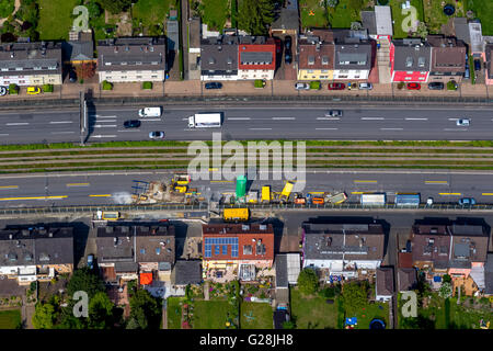 Vista aerea, riempimento del possibile day break, bloccando la A40 in direzione di Bochum e bloccando la A52 prima della A40, Essen, Foto Stock