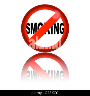 3D sfera vietato fumare con la riflessione Foto Stock