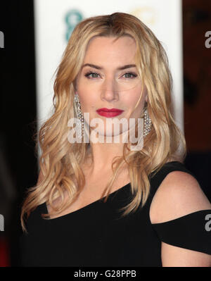 Kate Winslet assiste l'EE Bafta British Academy Film Awards presso la Royal Opera House on Feb 14, 2016 a Londra Foto Stock