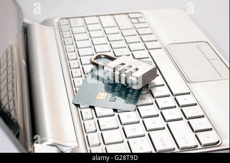 I pagamenti via Internet Security (secure transaction) concetto. La crittografia dei dati, internet retail sales, moderno concetto di business. Foto Stock
