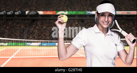 Immagine composita di atleta femminile giocando a tennis Foto Stock