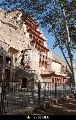 Complesso delle grotte di Mogao. Provincia di Guansu, Cina. Foto Stock