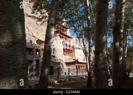 Complesso delle grotte di Mogao. Provincia di Guansu, Cina. Foto Stock