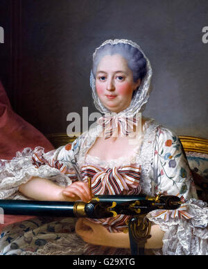 Madame de Pompadour al suo telaio a tamburo da François-Hubert Drouais, olio su tela, 1763-4. Foto Stock