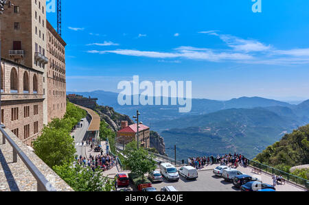 Montserrat è un multi-picco mountain si trova nei pressi della città di Barcellona, in Catalogna, Spagna Foto Stock