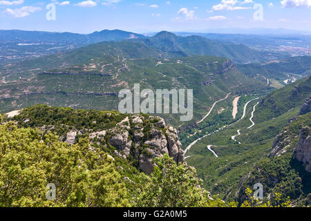 Montserrat è un multi-picco mountain si trova nei pressi della città di Barcellona, in Catalogna, Spagna Foto Stock